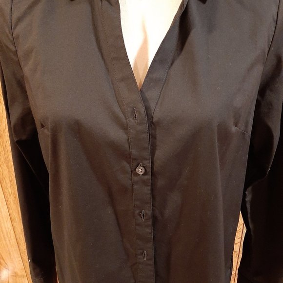 NWOT Express Stretch Black Button-Up Dress Shirt - Picture 2 of 10